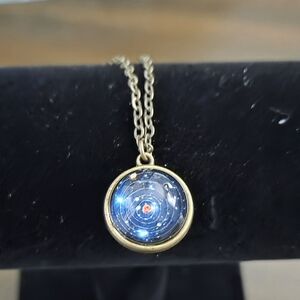 Gold and Blue Celestial Pendant Necklace